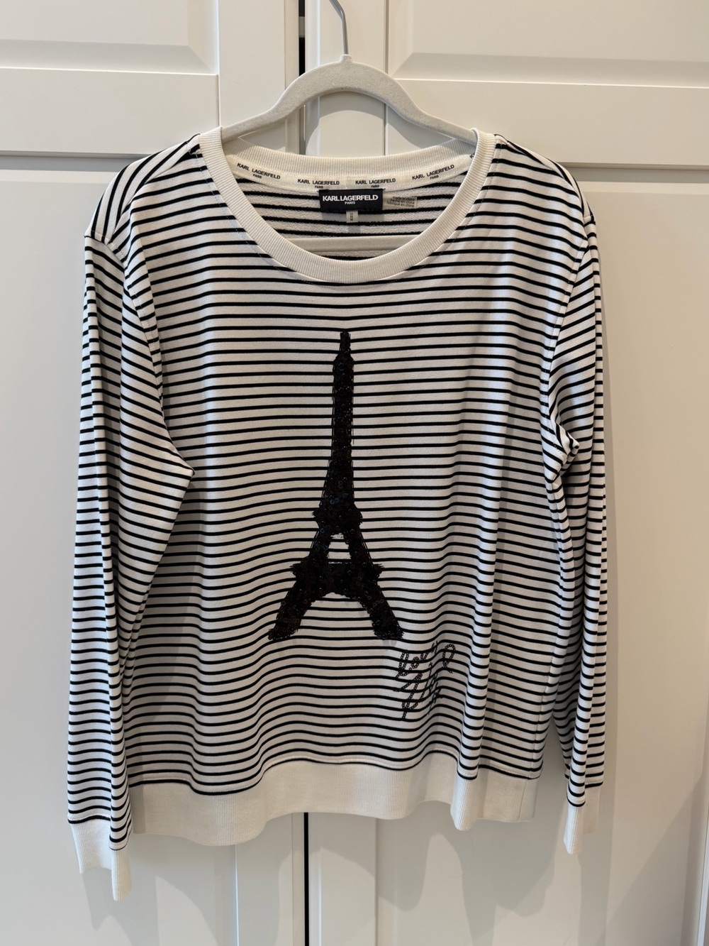 Karl Lagerfeld Black and White Striped Long-Sleeve sweatshirt